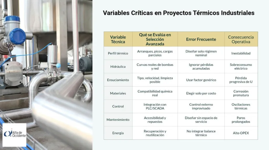 Variables criticas en proyectos termicos industriales
